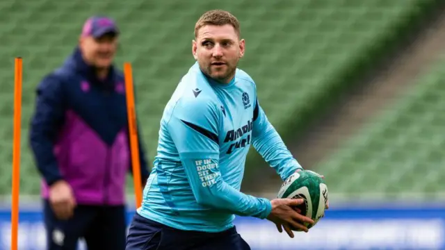 Finn Russell during a Scotland Rugby Captain's Run at the Aviva Stadium, on March 13, 2026, in Dublin, Ireland.