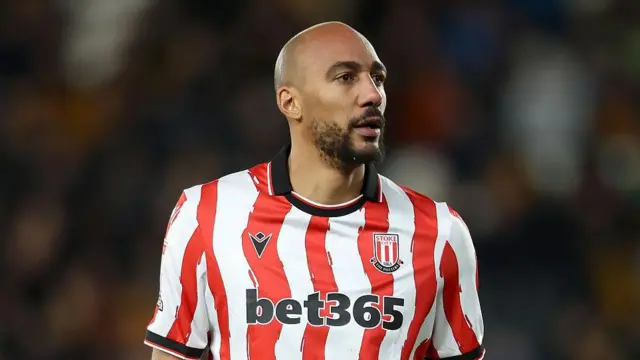 Steven Nzonzi looks into the distance while playing for Stoke City earlier this season