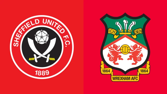 Side-by-side of Sheffield United and Wrexham club badges