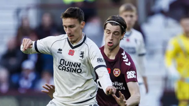 Dundee United's Ivan Dolcek and Hearts' Tomas Magnusson