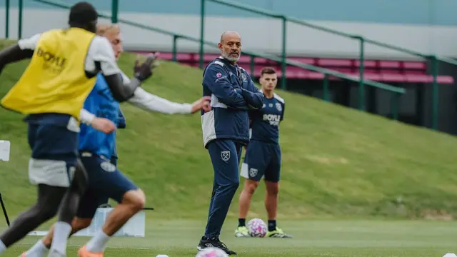 Nuno Espirito Santo takes training at Rush Green