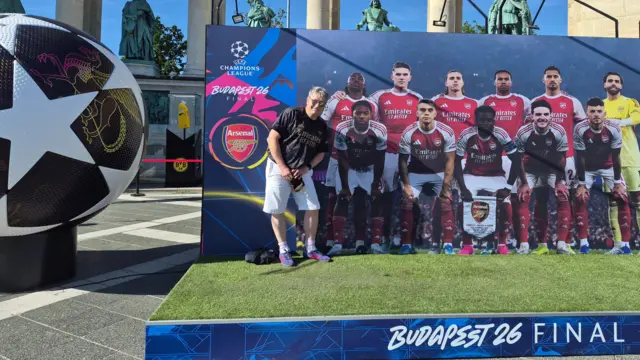 Arsenal fan soaking up the atmosphere in Budapest