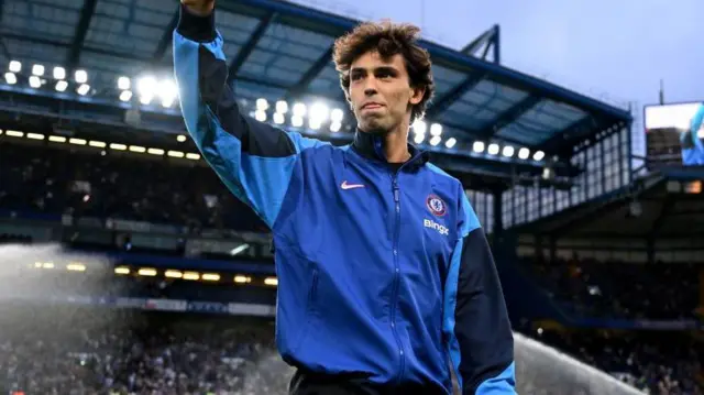 Joao Felix acknowledges crowd at Stamford Bridge