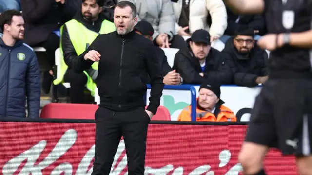 Charlton boss Nathan Jones instructs his players at Leicester
