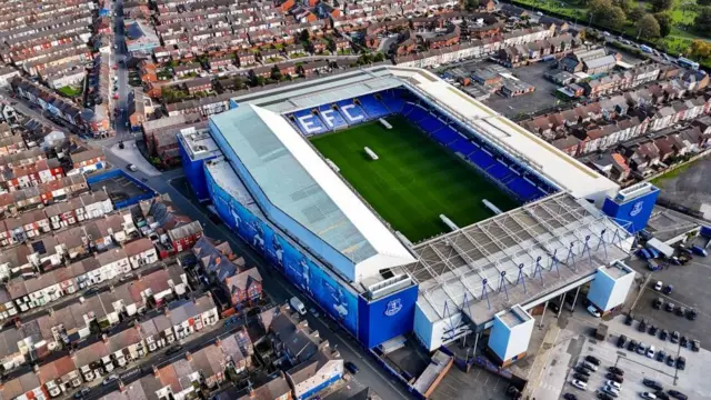 A general aerial view of Goodison Park 