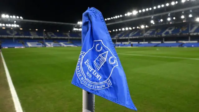 Everton flag inside Goodison Park