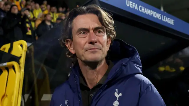 Thomas Frank looks on from near the dugout