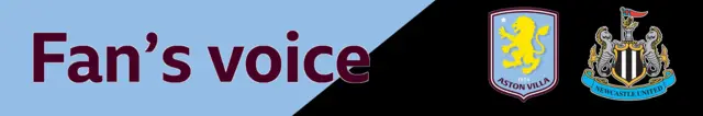 Split fan's voice graphic with Aston Villa and Newcastle badges