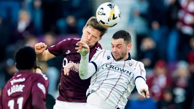 Hearts and Dundee players