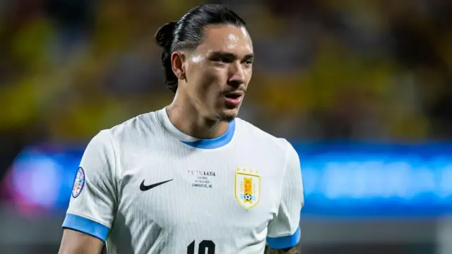 Darwin Nunez looks on for Uruguay