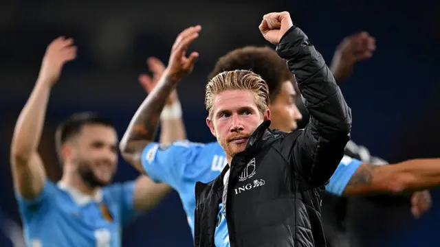 Kevin De Bruyne celebrates victory over Wales