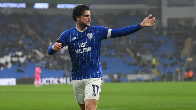 Ollie Tanner in action for Cardiff City this season 