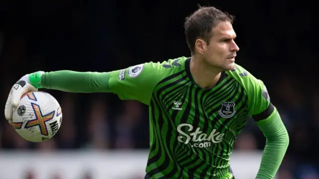 Goalkeeper Asmir Begovic in action for Everton