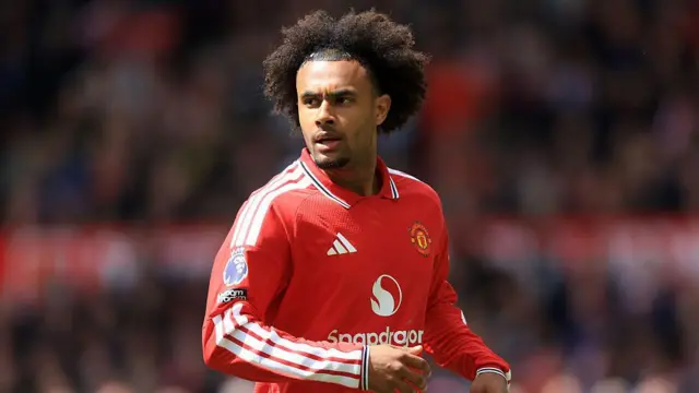 Joshua Zirkzee of Manchester United looks on.