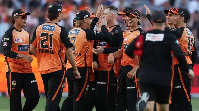 Perth Scorchers celebrate beating Adelaide Strikers