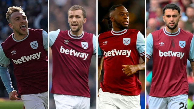 Jarrod Bowen, Tomas Soucek, Aaron Wan-Bissaka and Max Kilman