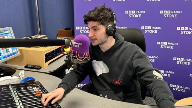 Lucas Yeomans in the BBC Radio Stoke studio