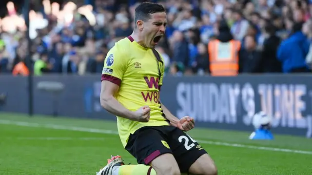 Josh Cullen celebrates scoring for Burnley