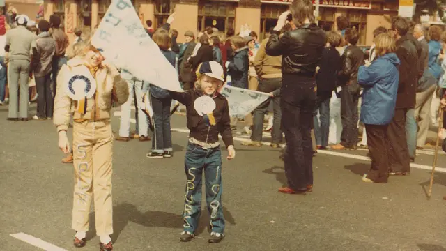 Old photos of two kids celebrating Tottenham in 1981