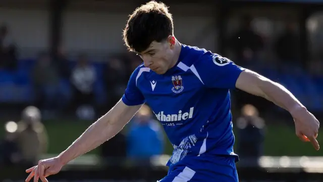 Gabe Kircough in action for Penybont