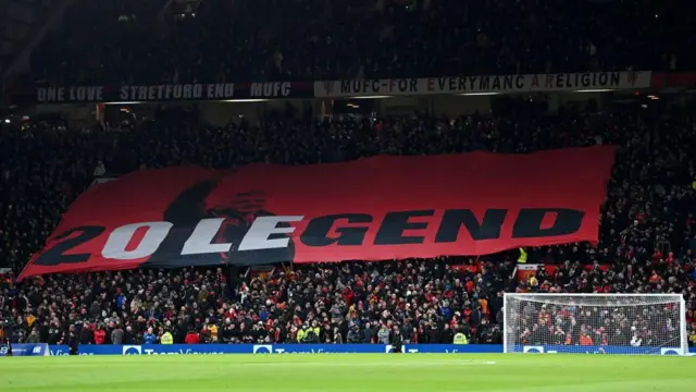 Ole Gunnar Solskjaer banner at Old Trafford 