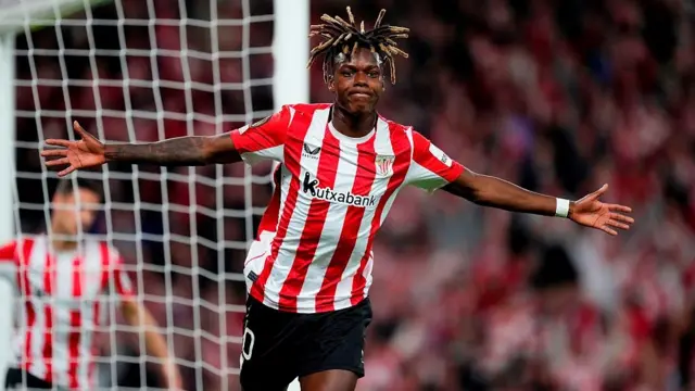 Nico Williams celebrates after scoring
