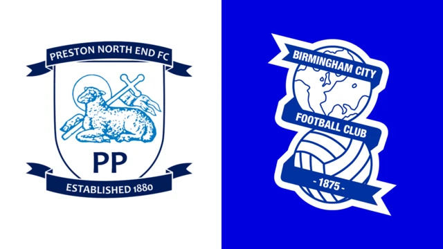 Side-by-side of Preston North End and Birmingham City club badges