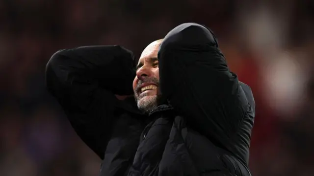 Pep Guardiola Manager / Head Coach of Manchester City reacts after a missed chance during the Premier League match between AFC Bournemouth and Manchester City FC at Vitality Stadium