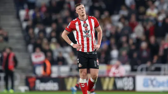 Daniel Ballard of Sunderland reacts.