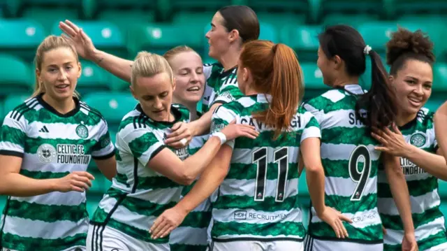 Celtic players celebrate