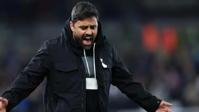 Vitor Matos shows frustration during Swansea's defeat to Derby