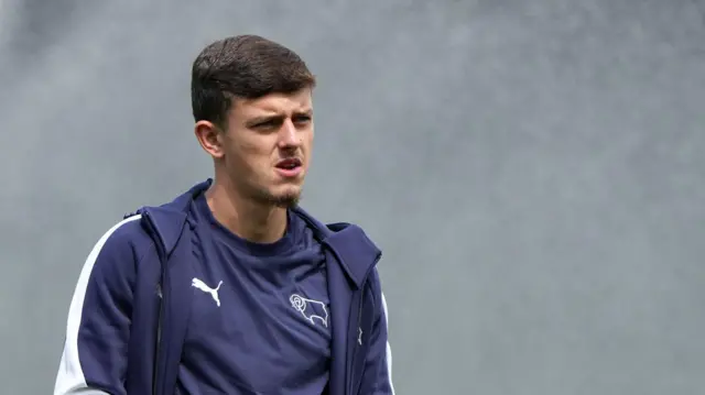 Owen Beck pictured in a Derby tracksuit