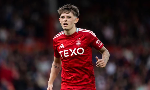 Aberdeen's Leighton Clarkson in action during a Premier Sports Cup group stage match between Aberdeen and Airdrieonians at Pittodrie Stadium, on July 23, 2024, in Aberdeen, Scotland. (Photo by Craig Foy / SNS Group)