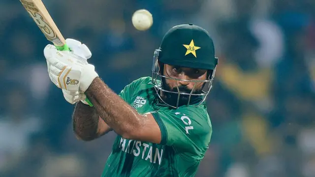 Fakhar Zaman batting for Pakistan at the T20 World Cup