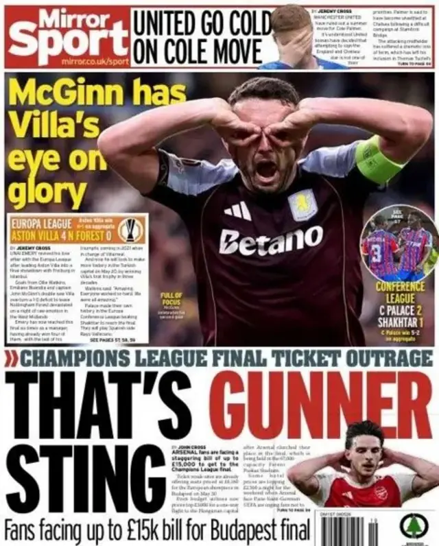 The Daily Mirror back page.
