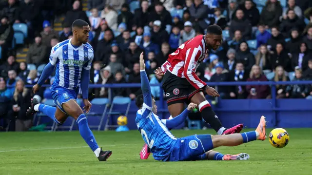 Tyrese Campbell scores Sheffield United's second goal in their derby win over Sheffield Wednesday