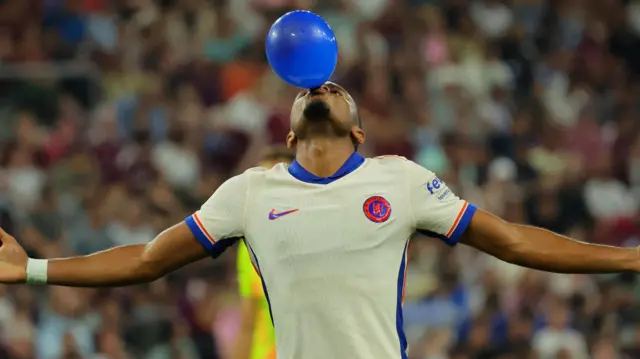 Christopher Nkunku celebrating a goal for Chelsea