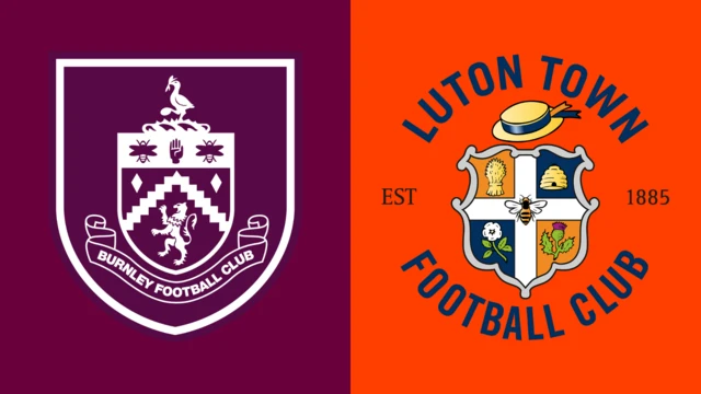 Side-by-side of Burnley and Luton Town club badges