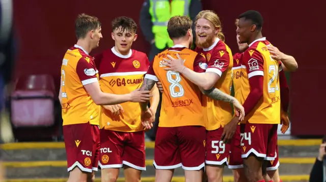 Motherwell players celebrate