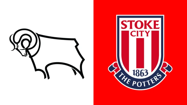 Side-by-side of Derby County and Stoke City club badges