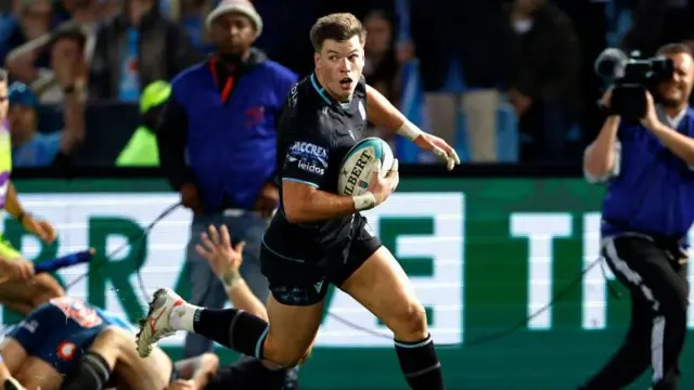 Huw Jones scored Glasgow's third and final try in the brilliant 21-16 win over Bulls