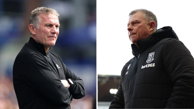 Wrexham manager Phil Parkinson (left) and Stoke City boss Mark Robins (right)