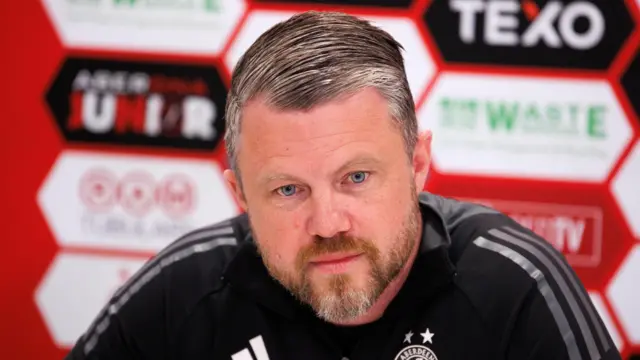 Aberdeen manager Jimmy Thelin in his pre-match news conference