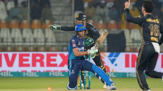 Muhammad Amir Barki reacts after being bowled