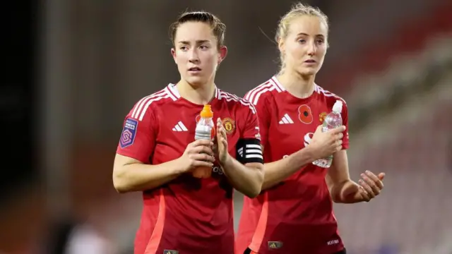 Manchester United defenders Maya Le Tissier and Millie Turner