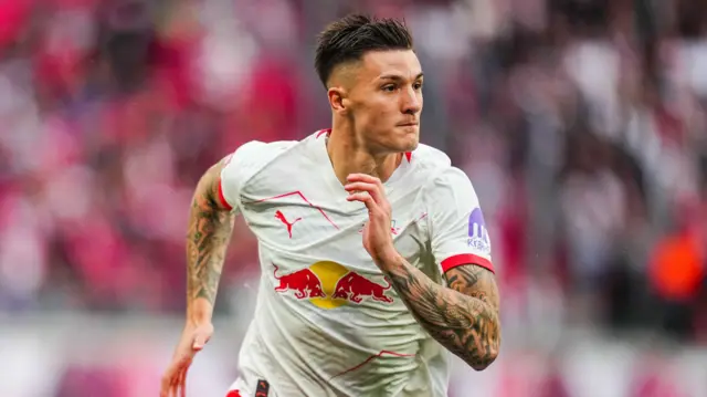 Benjamin Sesko in action for RB Leipzig