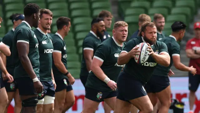 Pierre Schoeman (with ball) training with the British and Irish Lions