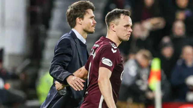 Rangers head coach Danny Rohl and Hearts striker Lawrence Shankland