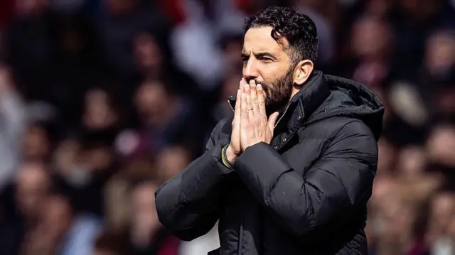 Ruben Amorim looks on concerned during match