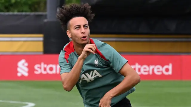 Kaide Gordon of Liverpool during a training session